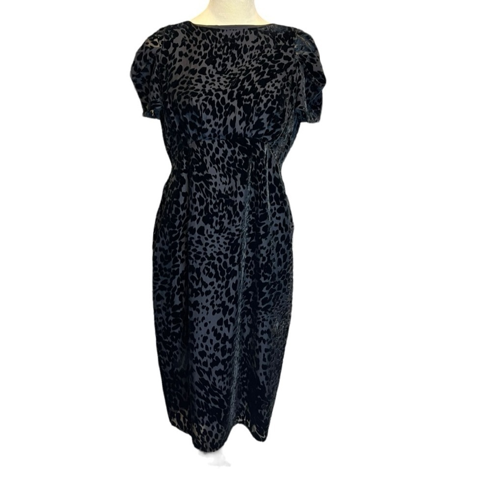 L’AGENCE Black Velvet Leopard Burnout Sheath Cocktail Dress Size 2 - Picture 4 of 9